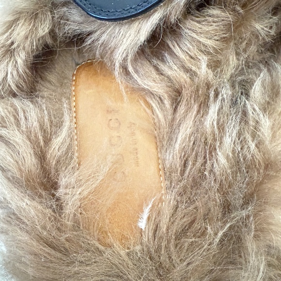 Gucci Princetown Black Leather Fur Lined Slides Shoes Mules - Picture 5 of 6